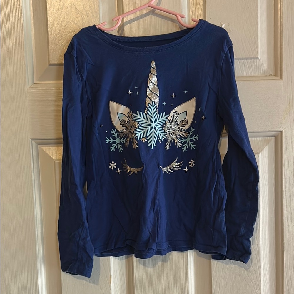 The Children's Place Blue Long Sleeve Tee with Metallic Leaf Design